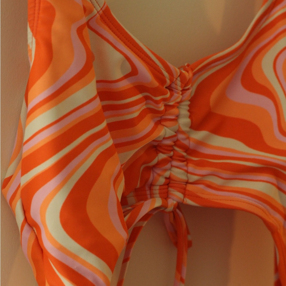 No Boundaries Orange and Pink Swirl One Piece Swimsuit